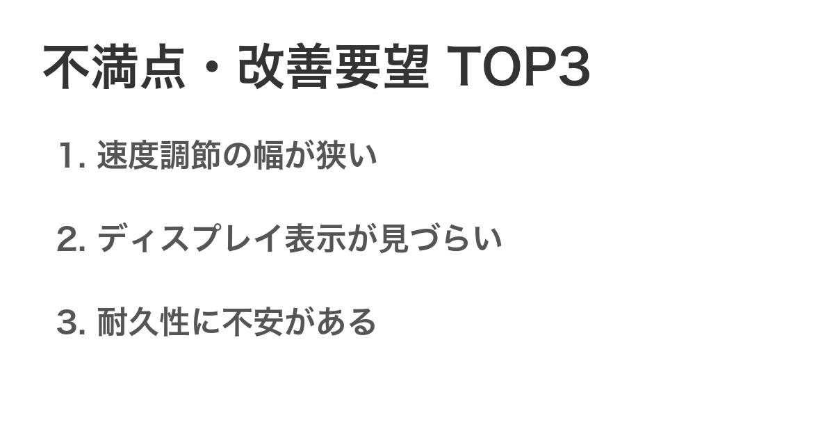 不満点・改善要望TOP3