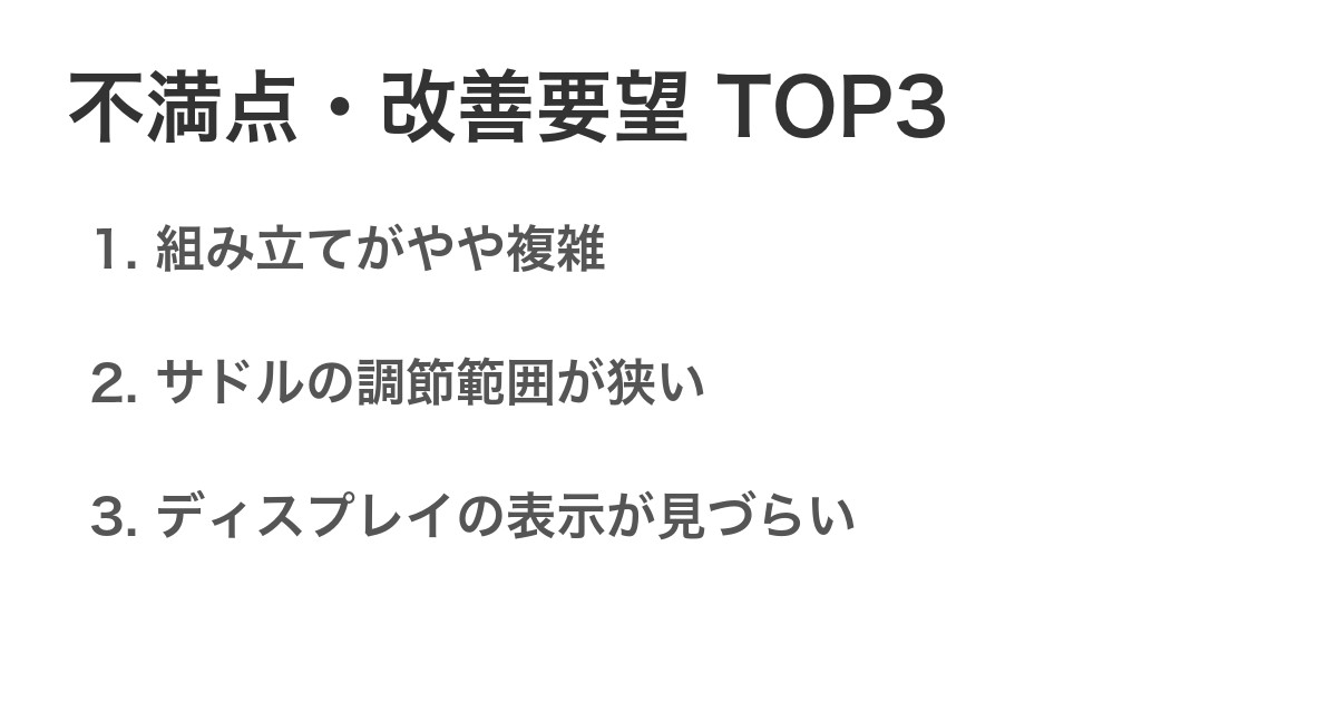不満点・改善要望TOP3