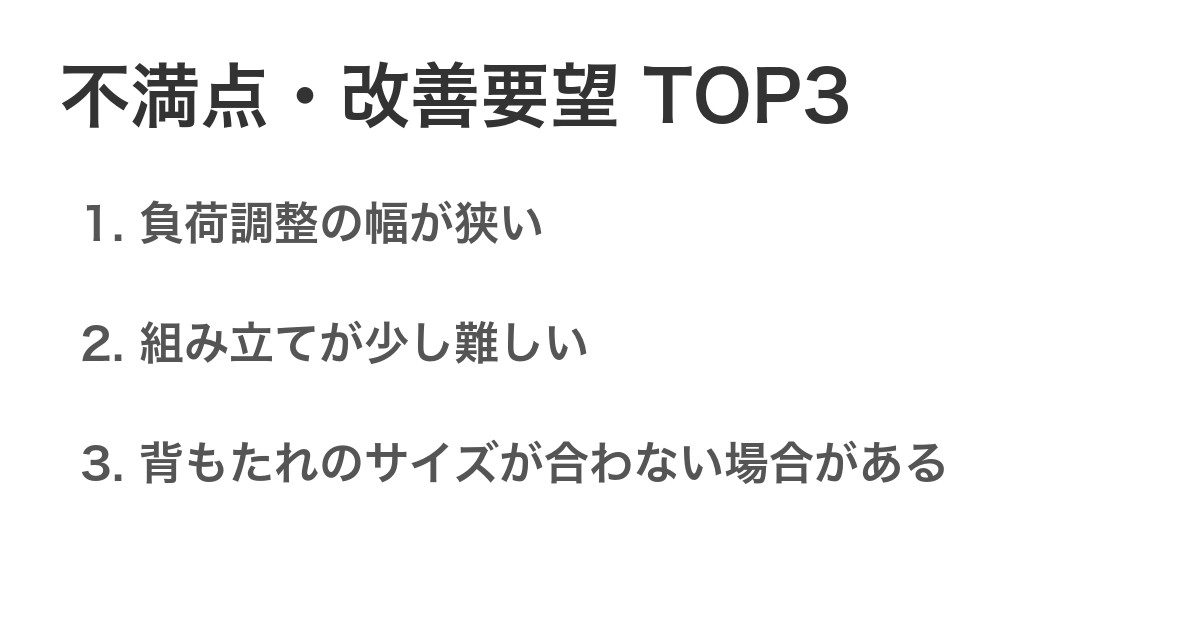 不満点・改善要望TOP3