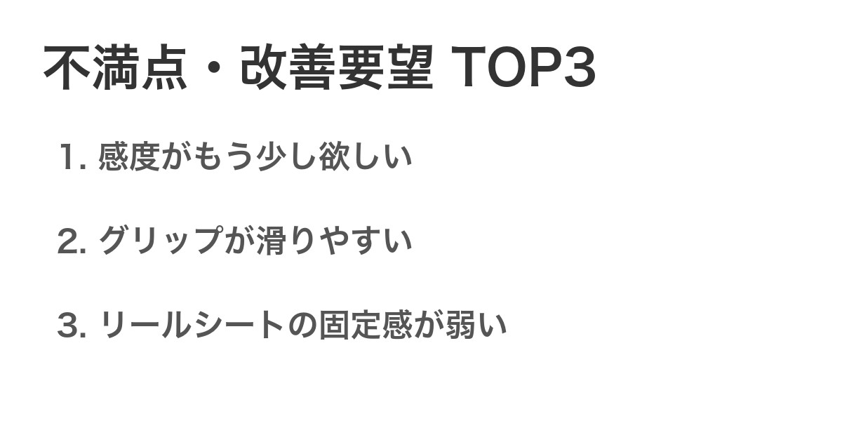 不満点・改善要望TOP3