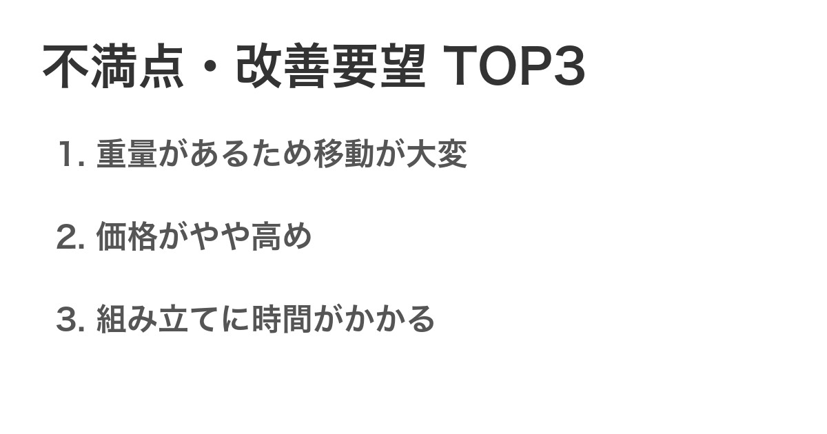 不満点・改善要望TOP3