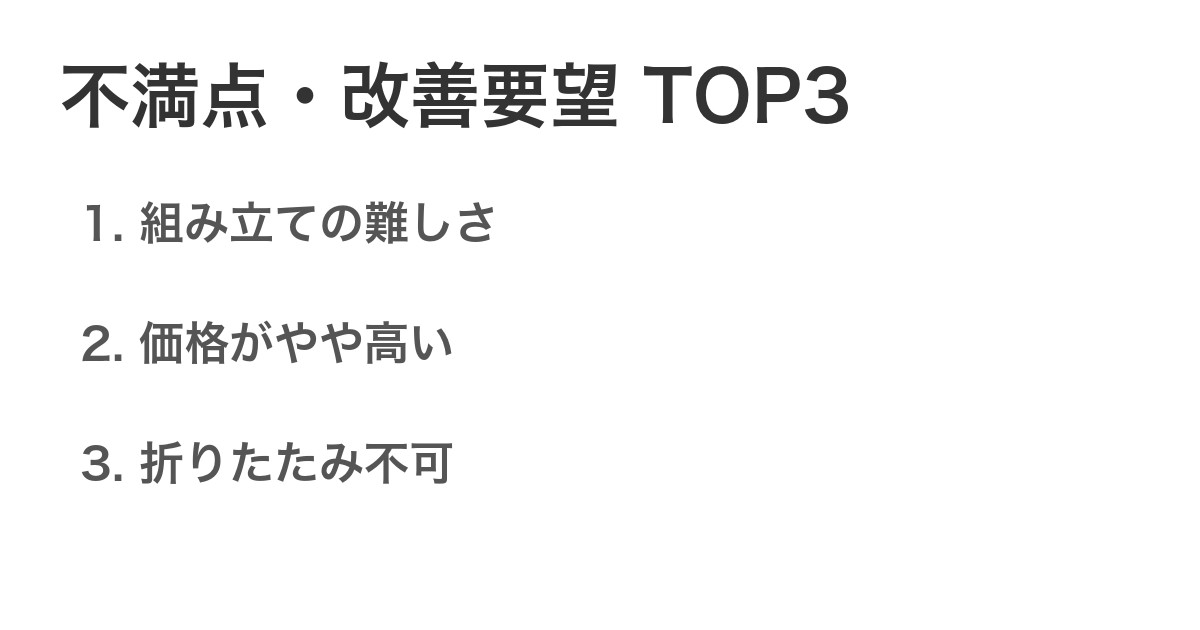 不満点・改善要望TOP3