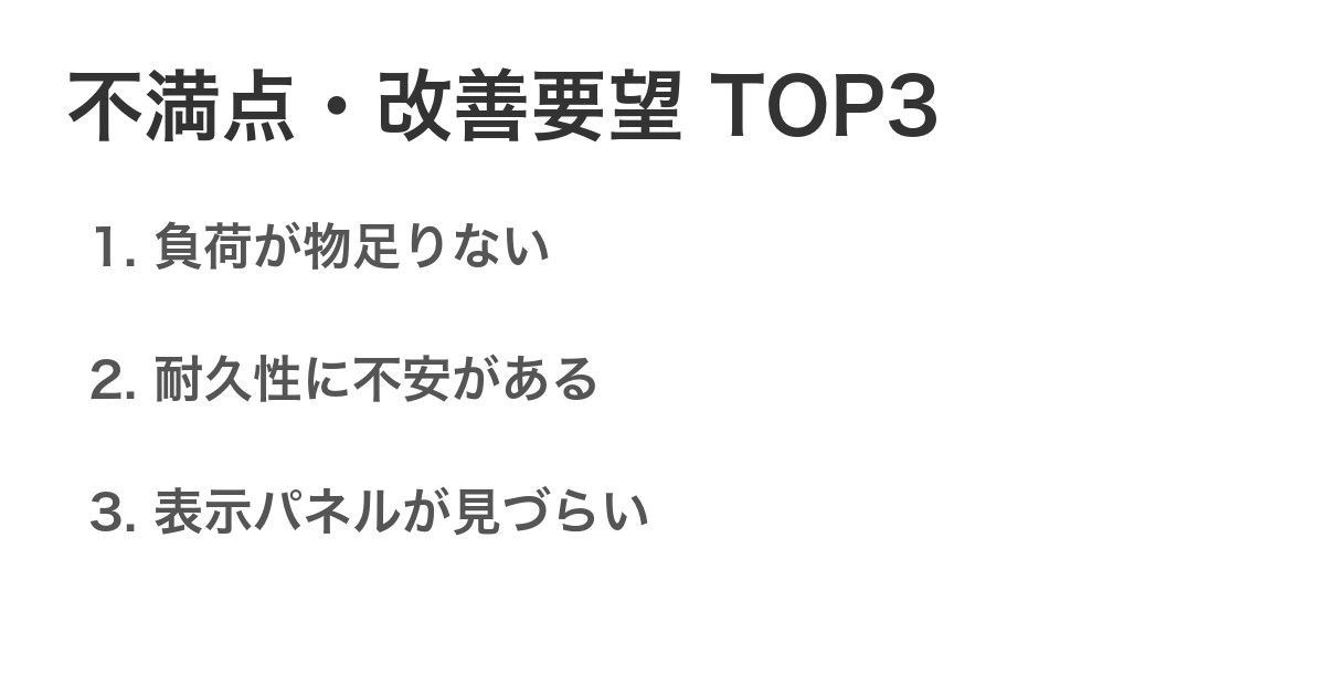 不満点・改善要望TOP3