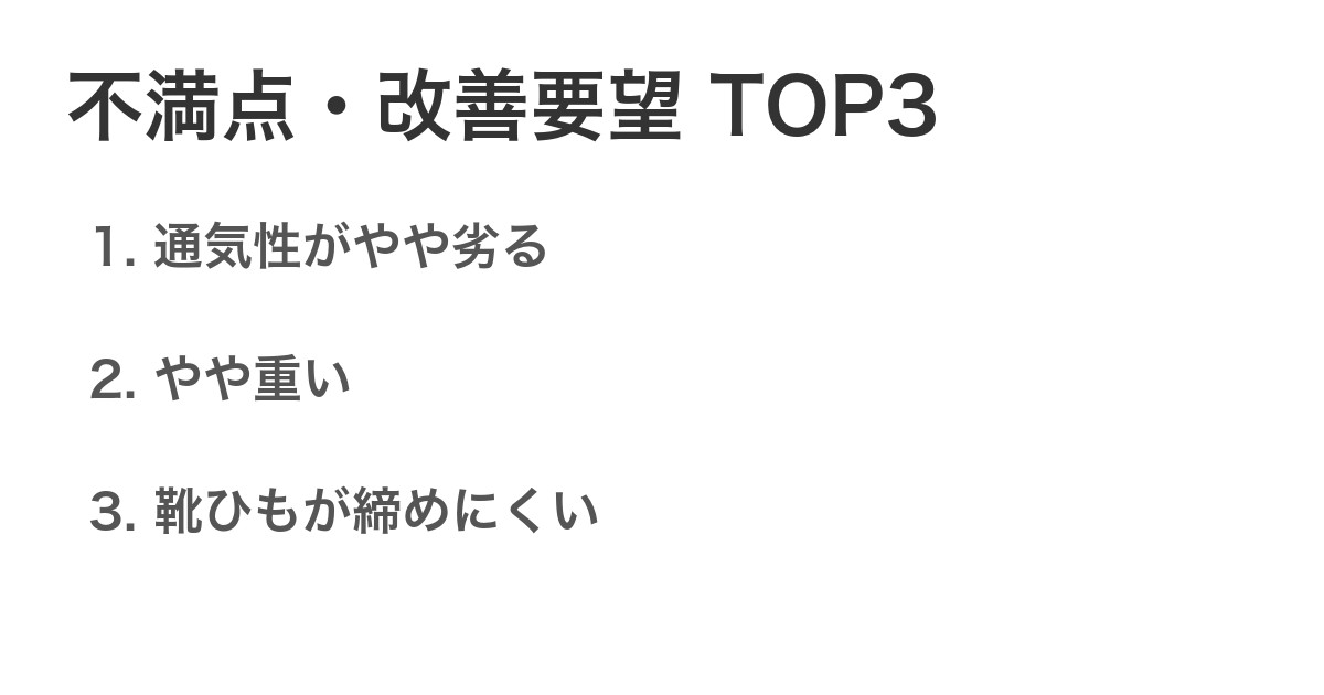 不満点・改善要望TOP3