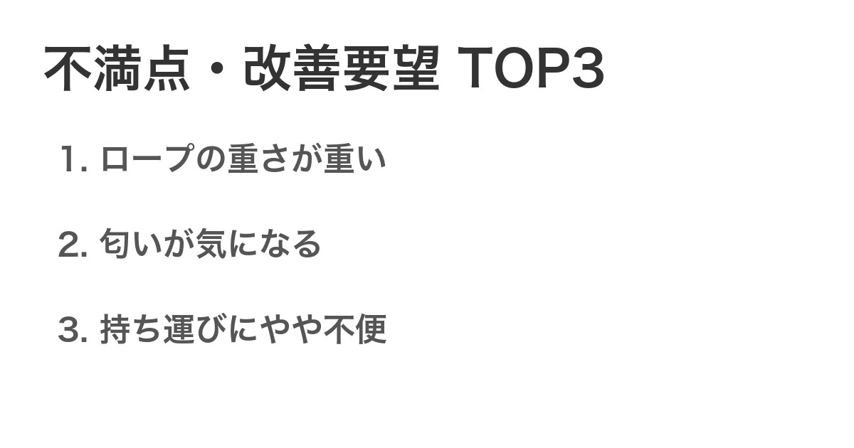 不満点・改善要望TOP3