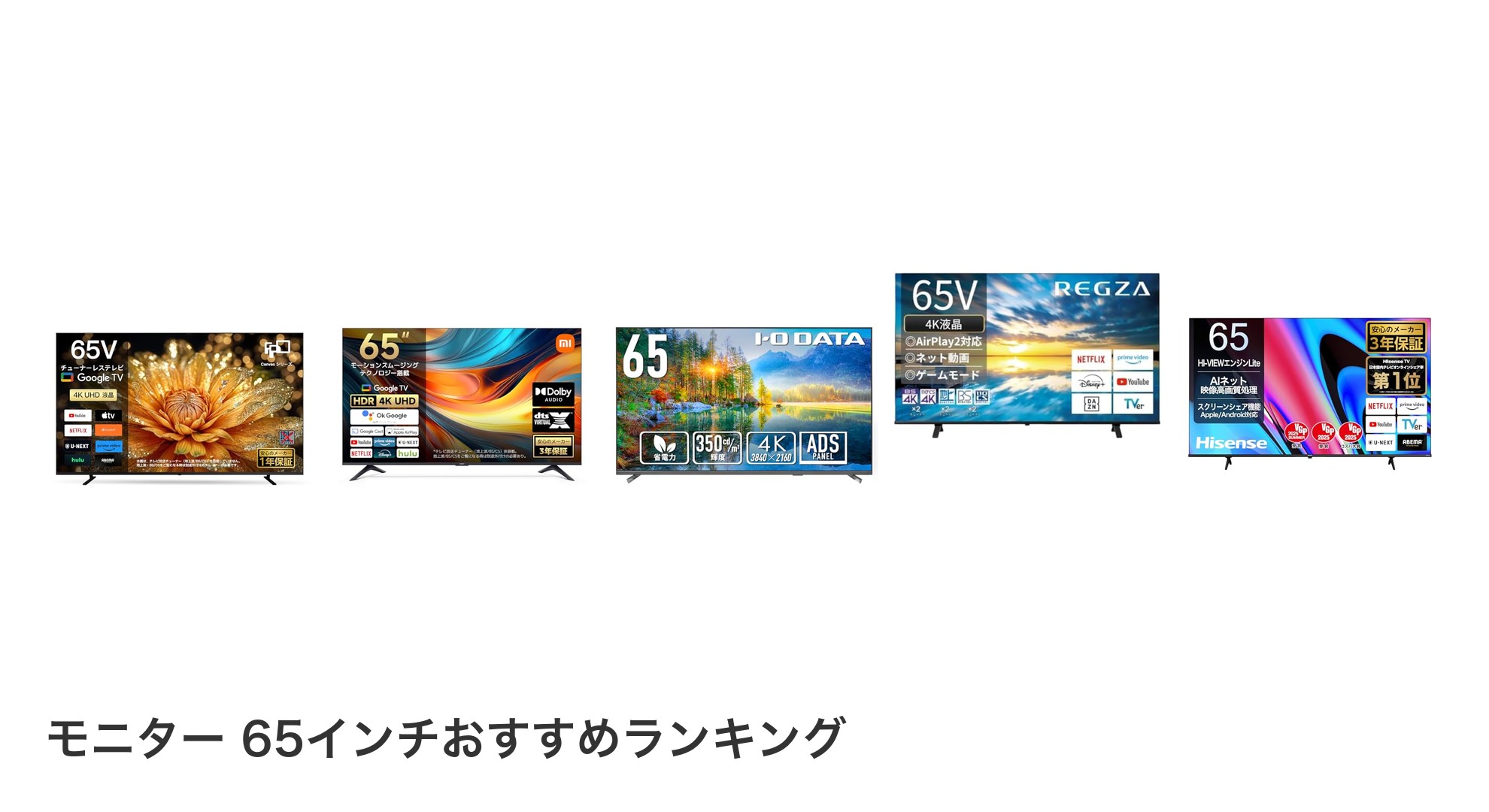モニター 65インチのおすすめランキング