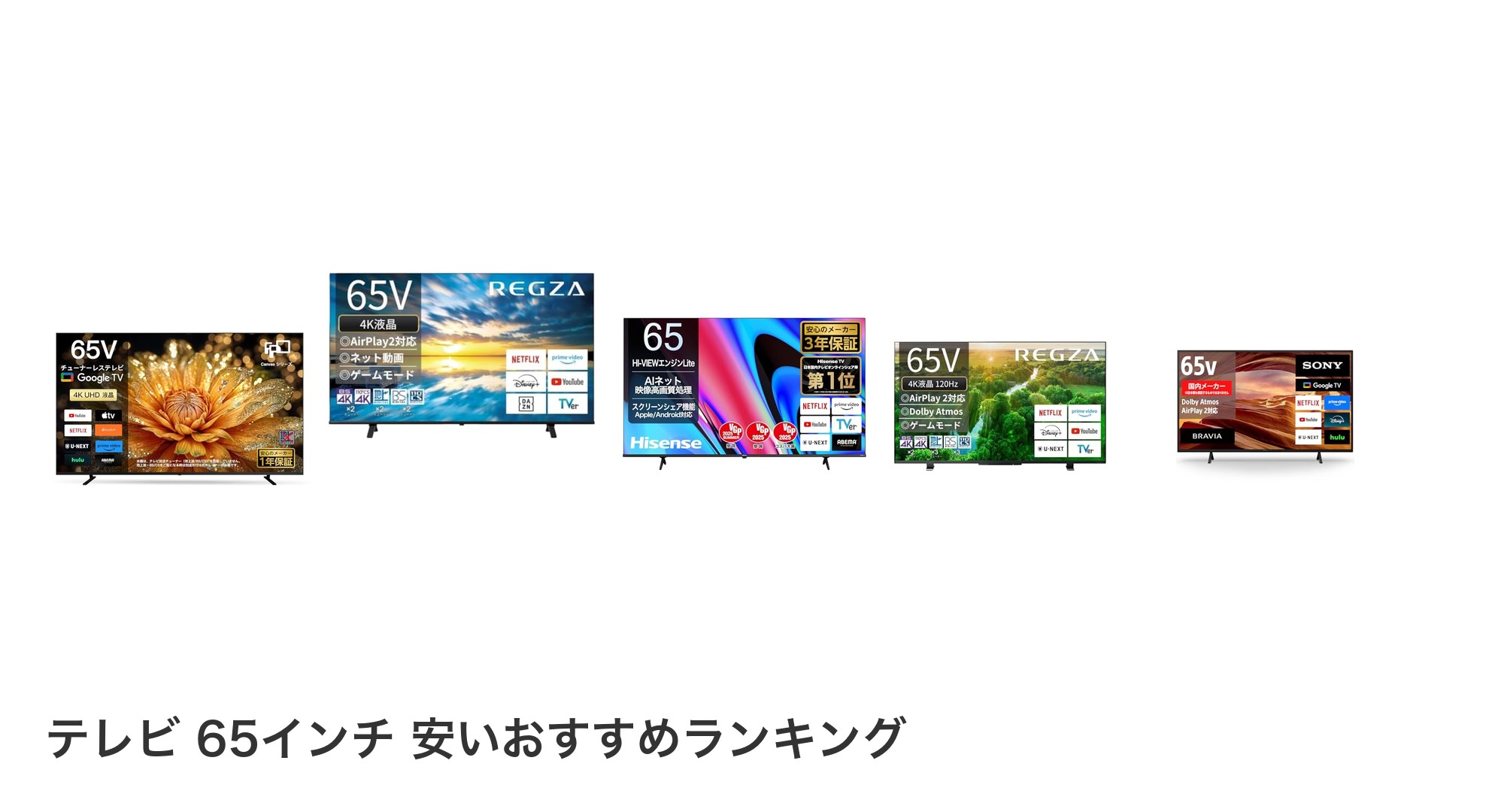 テレビ 65インチ 安いのおすすめランキング