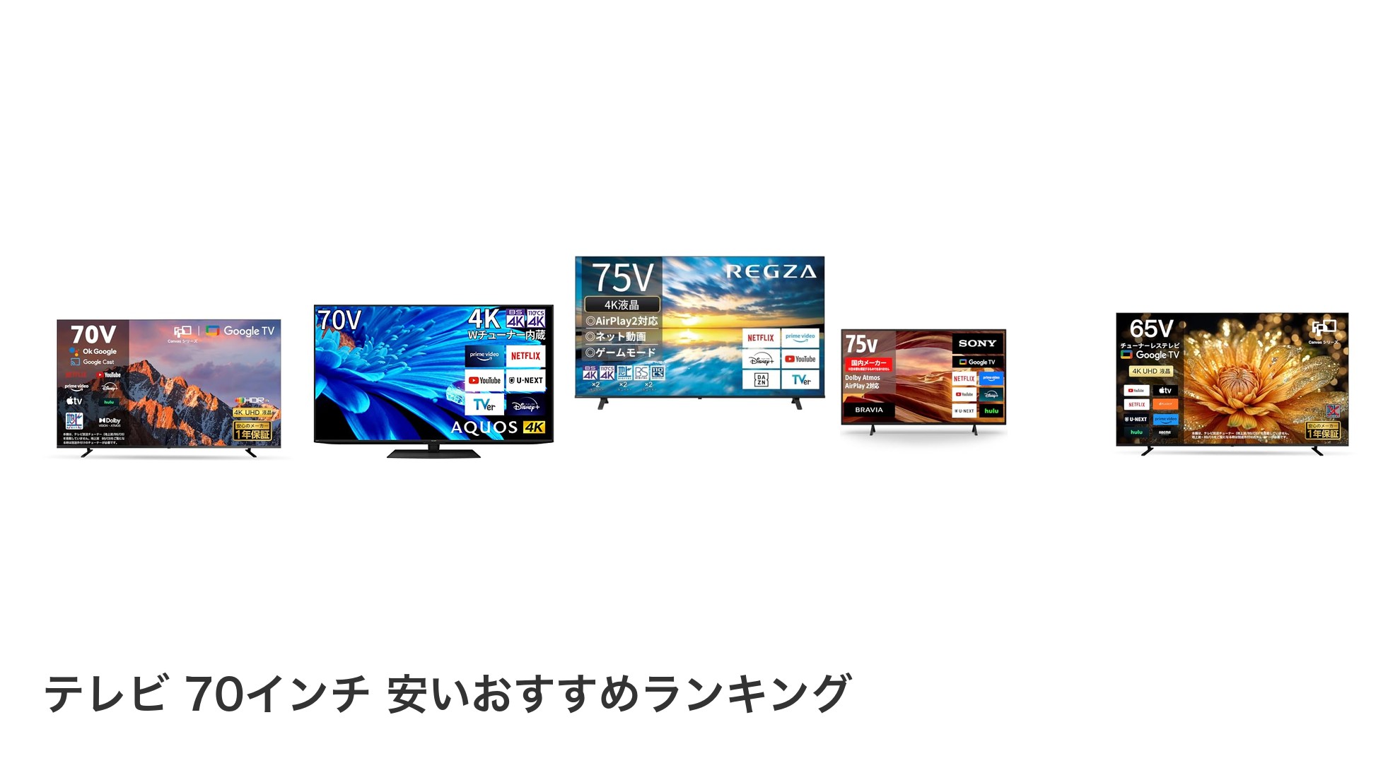 テレビ 70インチ 安いのおすすめランキング