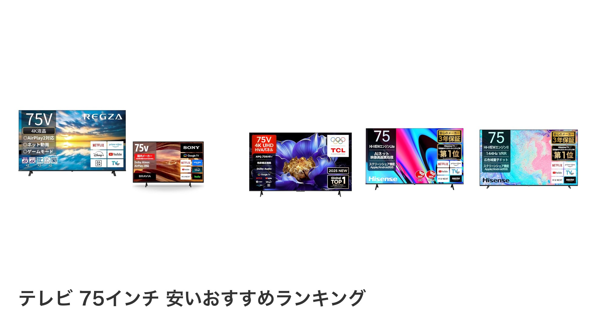 テレビ 75インチ 安いのおすすめランキング