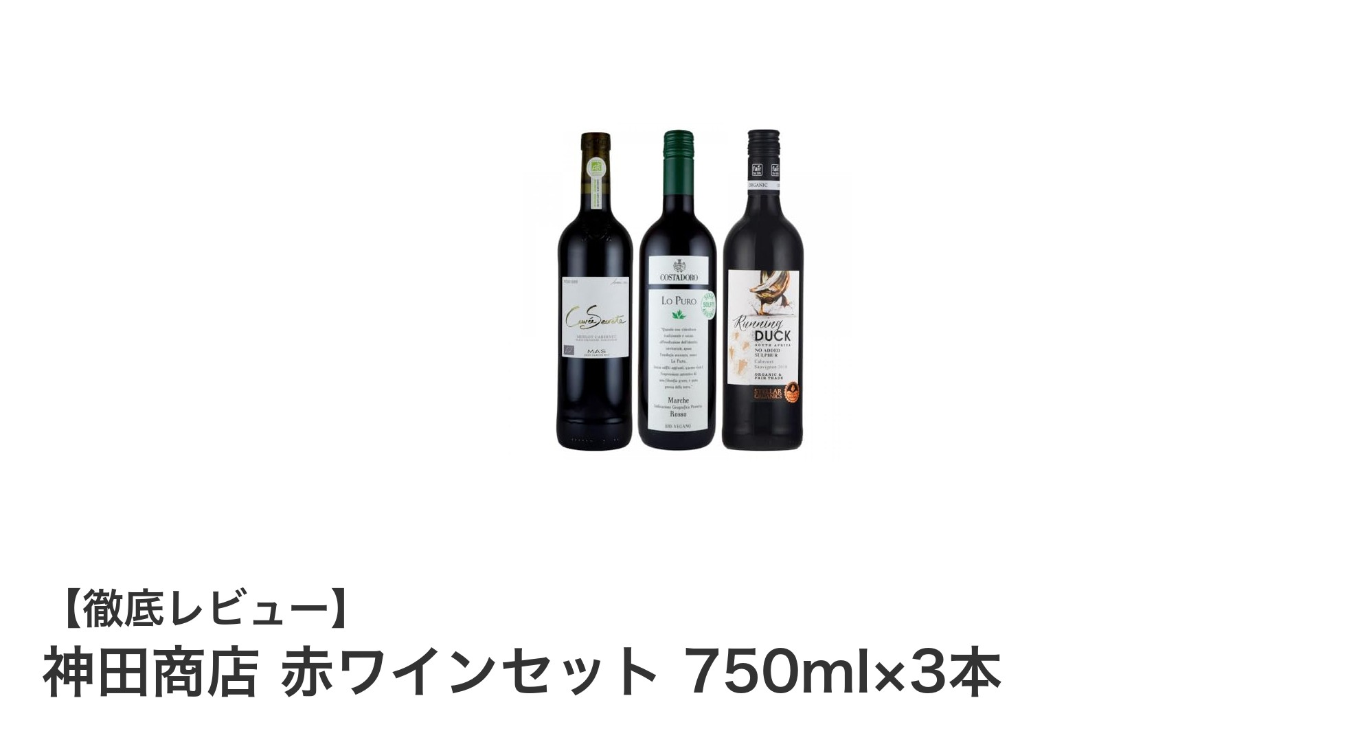 神田商店の無添加赤ワインセットで楽しむ世界のオーガニック赤ワイン3本セット