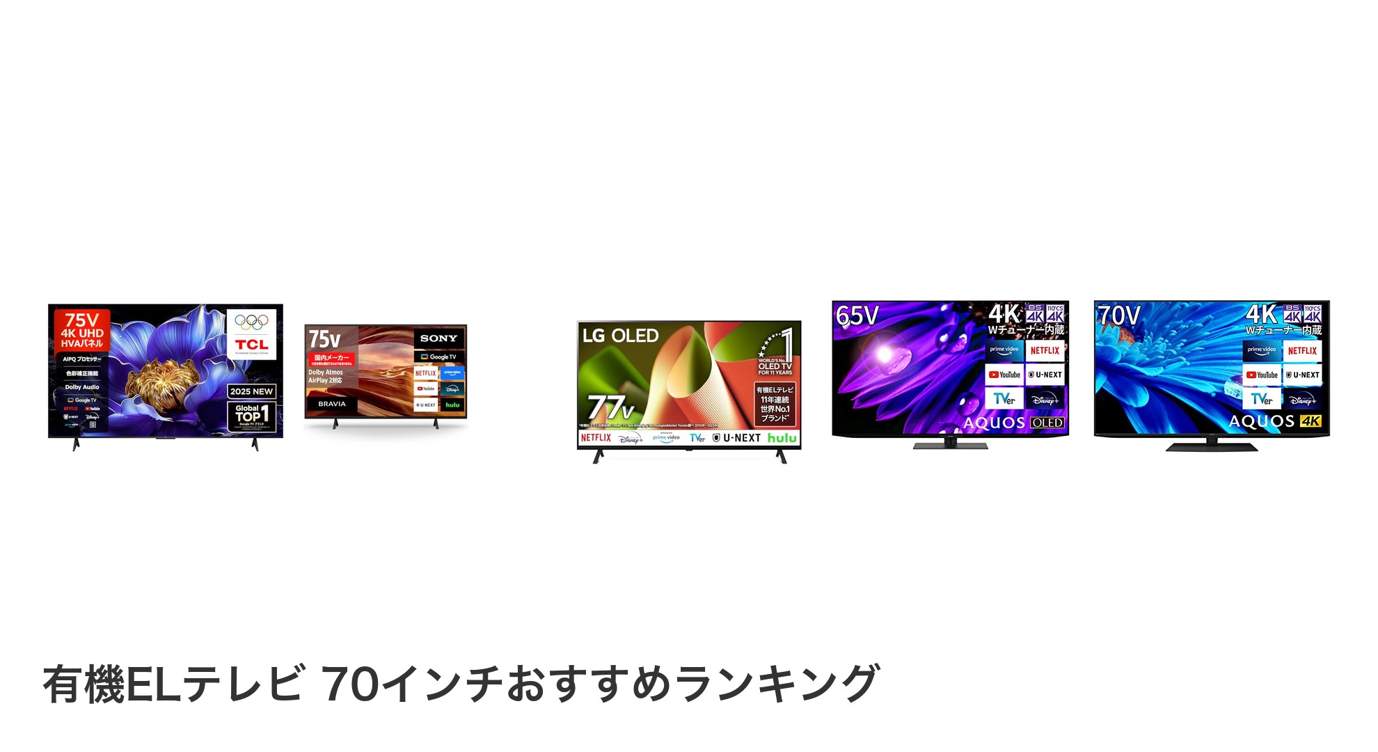 有機ELテレビ 70インチのおすすめランキング