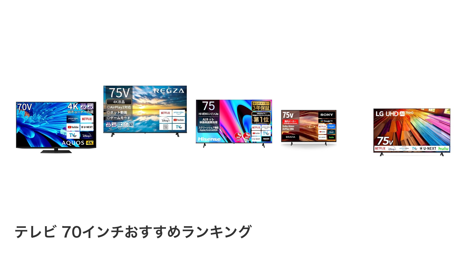 テレビ 70インチのおすすめランキング